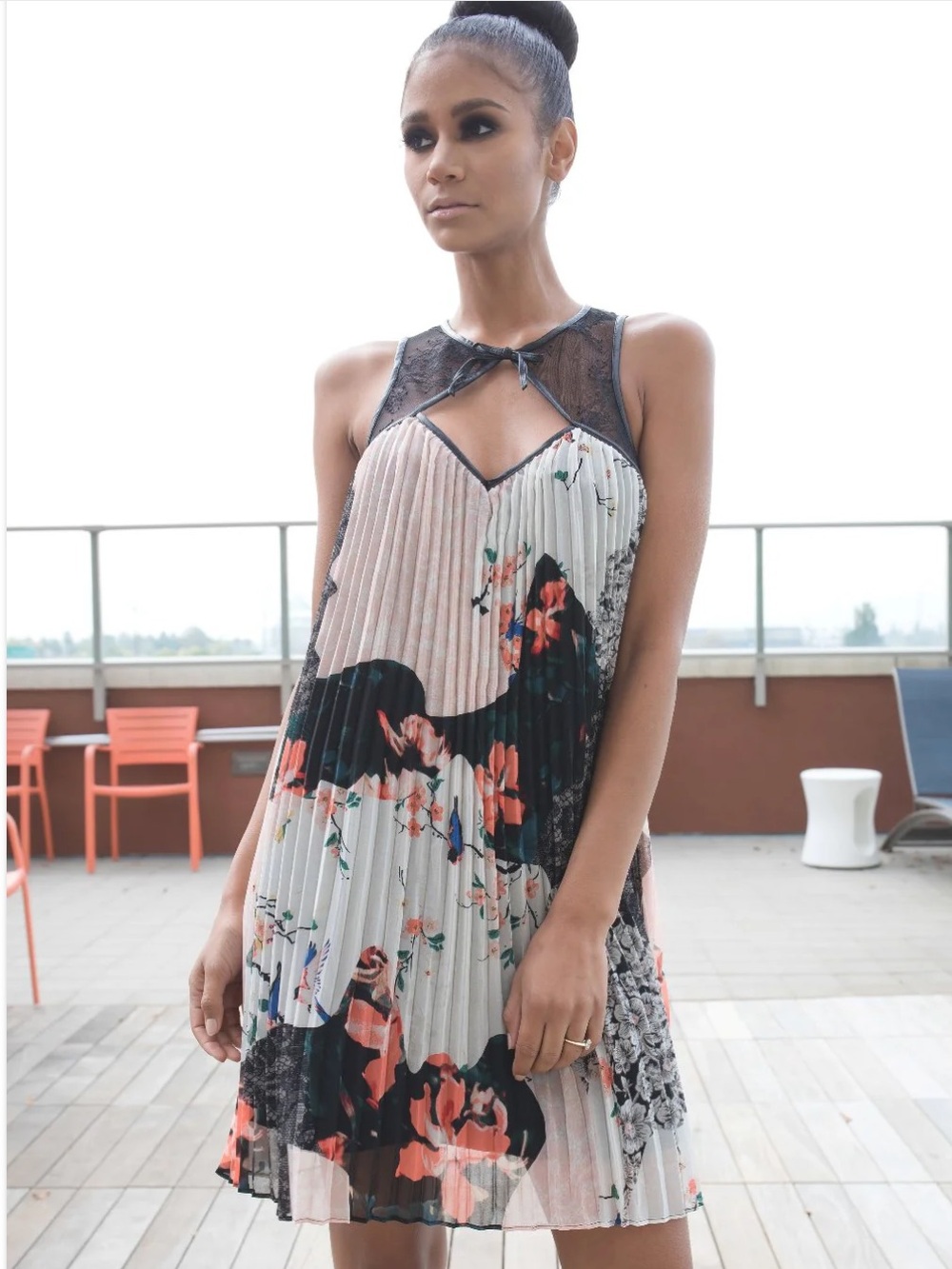Guess Abril Pleated Trapeze Dress.